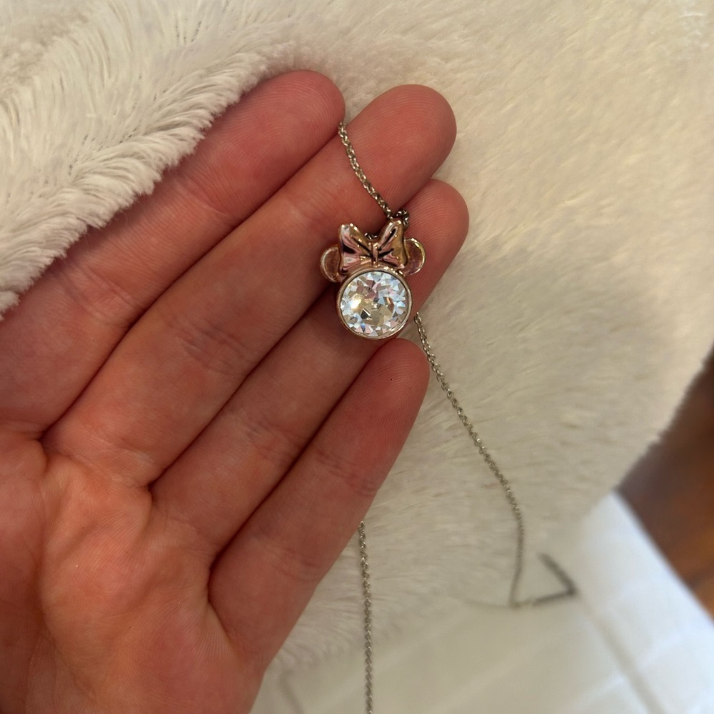 Disney You’ll forever be my Minnie Fine Silver Pleated Mickey Pendant Necklace